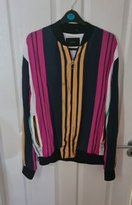 Zara Multi Stripe Bomber Jacket Size Xl