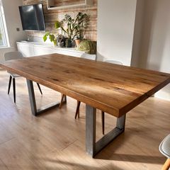 Ventura design oak and steel Dining table