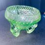 Vintage Sowerby Green glass bowl on three feet Image 7