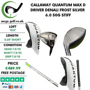 Callaway Quantum Max D Driver / 10.5 Degree / Denali Frost Silver 6.0 50g Stiff