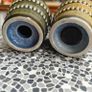 vintage Wade Irish Porcelain  small mug and salt and pepper holders featuring a blue-green glaze. Image 4