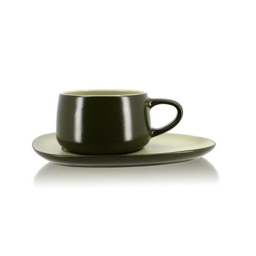 Ogo Living Outo Stoneware Cup and Saucer - Green