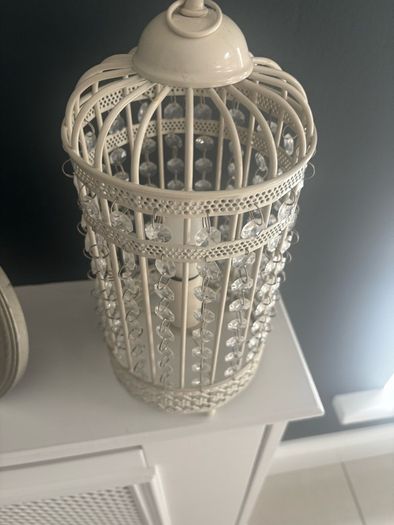 Cream lantern cage lamp with beads