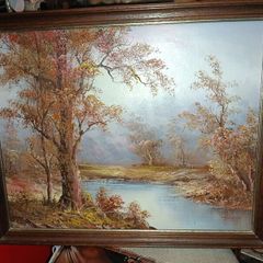 Landscape painting on canvas signed