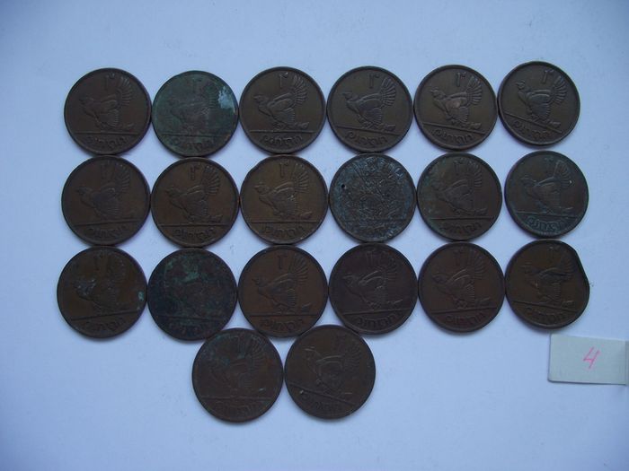 Irish coins. 20 pieces @1D from years (1941-1952)