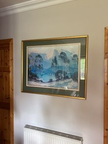 Large gilt framed landscape painting