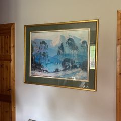 Large gilt framed landscape painting