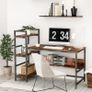 _Desk with shelves, 55 inch industrial style PC desk, computer table made of wood and metal, gaming desk office table for home office (vintage brown) Image 2