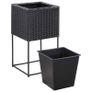 Garden Raised Beds 3 pcs Poly Rattan Black Image 5