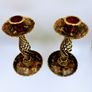 A pair of vintage brass spiral candle holders Image 2