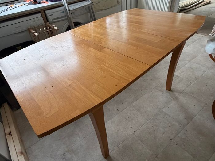 Wooden dining table and six chairs