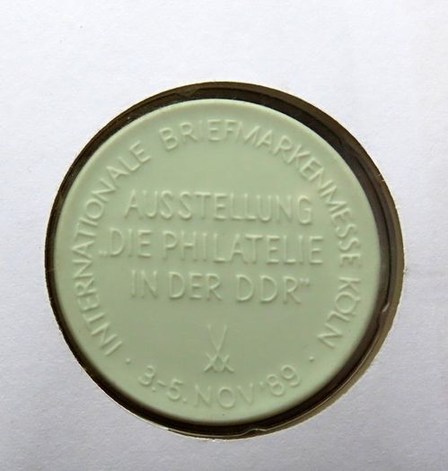 Meissen token Vintage East Germany DDR Philatelic stamp exhibition 1989 Cologne cover