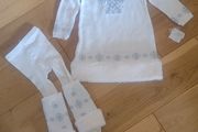 Tahari Knitted Dress with Faux Fur Trim &amp;Matching Tights with Leg Warmers Age 12 Months