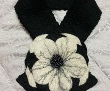Scarf - Handfelted with Corsage