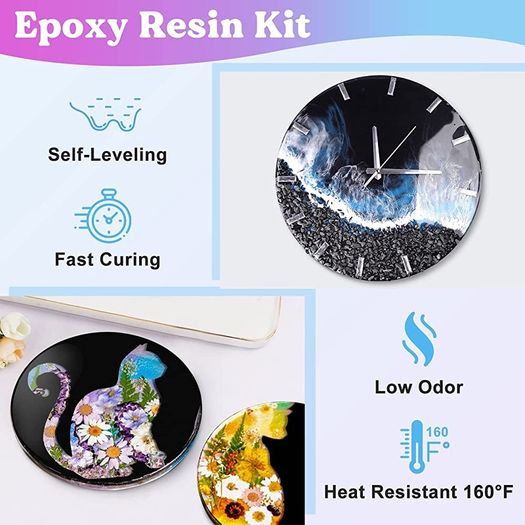 Fast Curing Epoxy Resin Kit-4 Hours Demold, 600ml/20oz Quick Curing & Bubble Free Epoxy Resin for Craft, Art, Resin Supplies with Foil Flake, Resin Cup, Stir Stick (FREE POSTAGE)