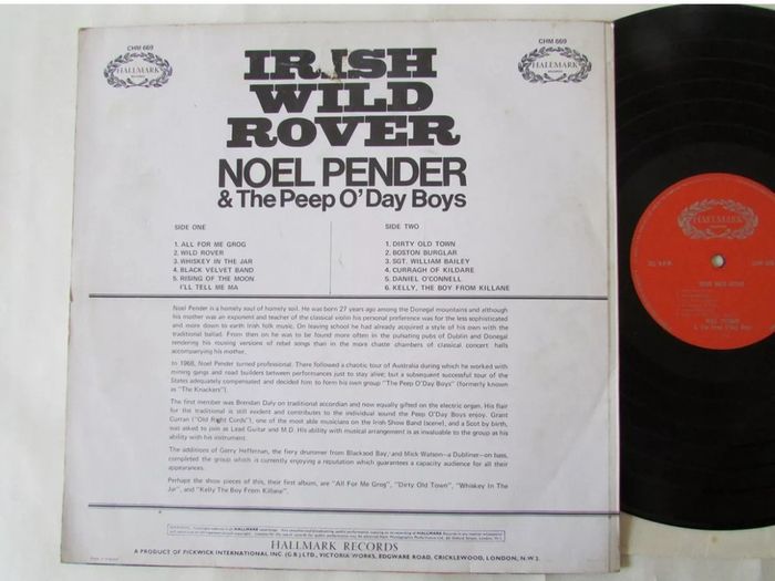 Irish Wild Rover Lp, Noel Pender & The Peep O'day Boys,
