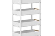 Wood 5-Tier Storage Trolley on Wheels - White