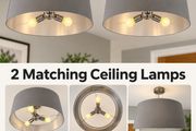 2 Matching Grey Ceiling Lamps with Chrome Fittings 53cm