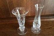 2 Small Clear Cut Glass Vases