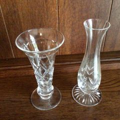 2 Small Clear Cut Glass Vases