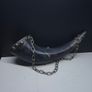 Pair of Vintage Brass Decorative Horns with Brass Chains Image 2