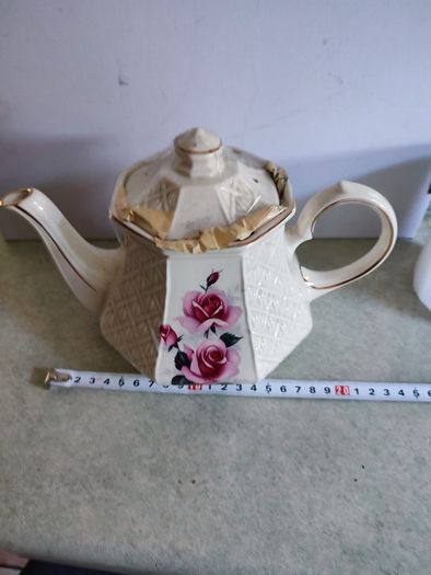 Vintage James Sadler Octagonal Lattice Teapot / English Garden Design