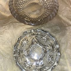 Crystal glass ash tray duo set
