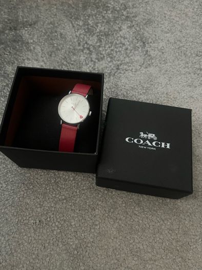 Coach Pink Leather Strap Watch for Women