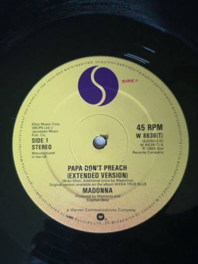 Madonna Papa Don't Preach 12"
