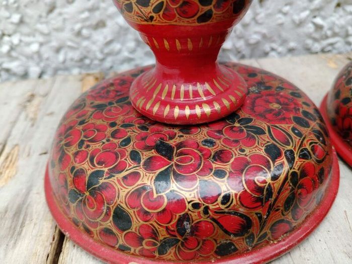Pair lacquer work candle holders ?