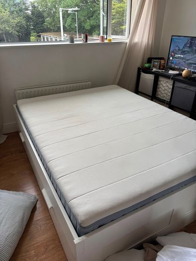 IKEA BRIMNES Bed Frame with Storage  Headboard  White King Size