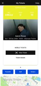 Aaron Rowe Ticket 6th December