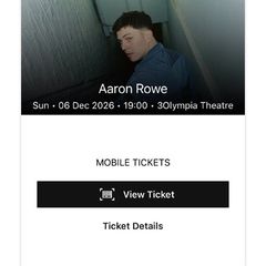 Aaron Rowe Ticket 6th December