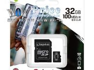 main image for ad 3234 Kingston 32GB MicroSD SD Card Class 10 Speed 100MB/s