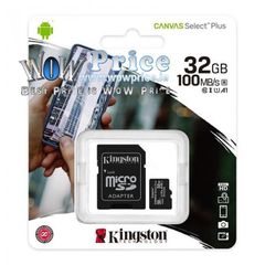 3234 Kingston 32GB MicroSD SD Card Class 10 Speed 100MB/s