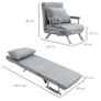 Suedette Adjustable Back Futon Sofa Chair - Grey Image 2