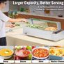 3-Pan Commercial Food Warmer,3 x 8QT Electric Steam Table w/Glass Cover,1500W Countertop Stainless Steel Buffet Bain Marie Image 4