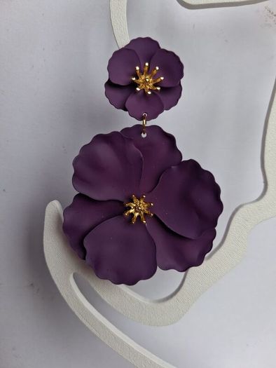 Aubergine & Gold Double Drop Primrose Earrings