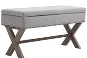 Storage Ottoman, Elegant Blanket Box with Bentwood Frame, Sponge Top, Footstool for Hallway, Entryway, Grey