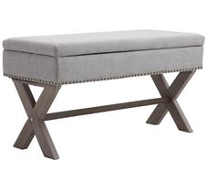 Storage Ottoman, Elegant Blanket Box with Bentwood Frame, Sponge Top, Footstool for Hallway, Entryway, Grey