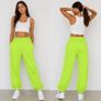 Women Neon Lime Jogger Pants Image 2