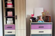 Kids Bedroom Furniture Wardrobe and Chest of Drawer Set