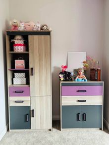 Kids Bedroom Furniture Wardrobe and Chest of Drawer Set