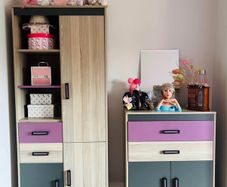 Kids Bedroom Furniture Wardrobe and Chest of Drawer Set