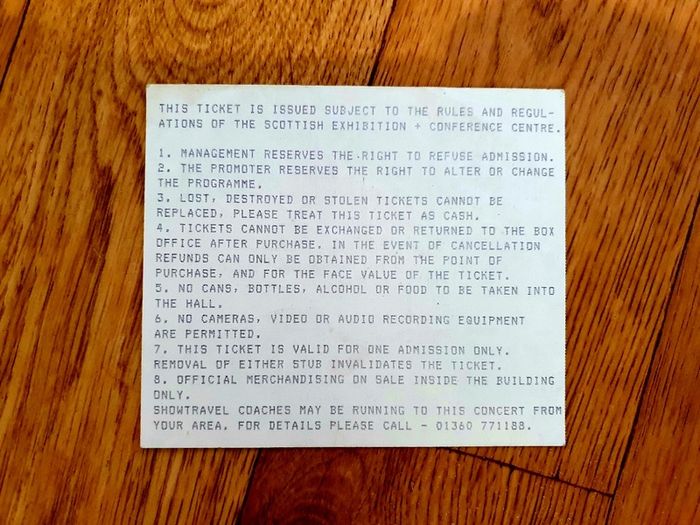 Manic Street Preachers Concert Ticket - SECC Glasgow 1998 - Original