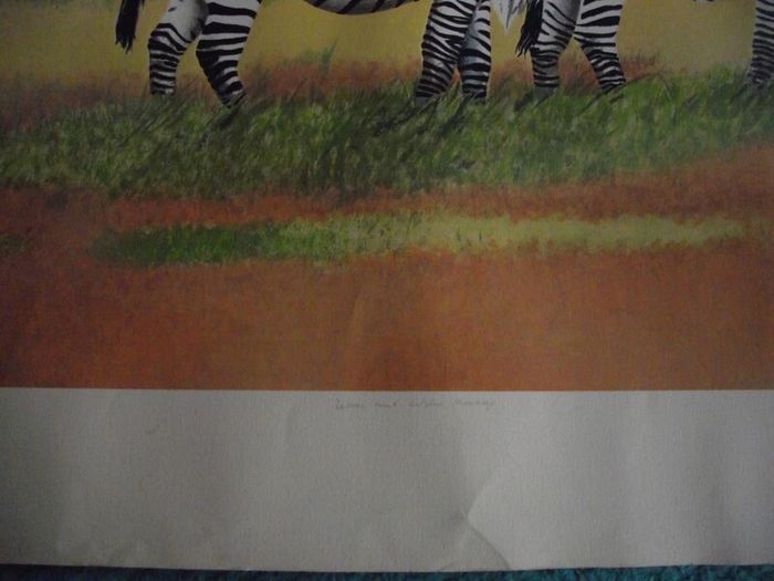 E.B. Watts - Ltd. Edition Print - 39/200 - Zebras and Colobus Monkeys - 20th Century