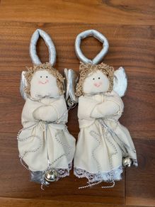 2 Christmas angel door hanging bells