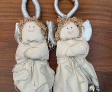 2 Christmas angel door hanging bells