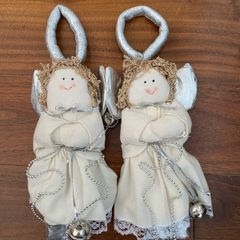2 Christmas angel door hanging bells