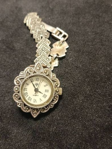 Vintage Sterling Silver 925 Marcasite WATCH  Art Deco Style
